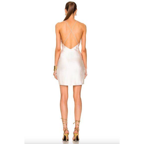 SEROYA Leah Silk Mini Dress Pearl Womens Size Large - Picture 4 of 10